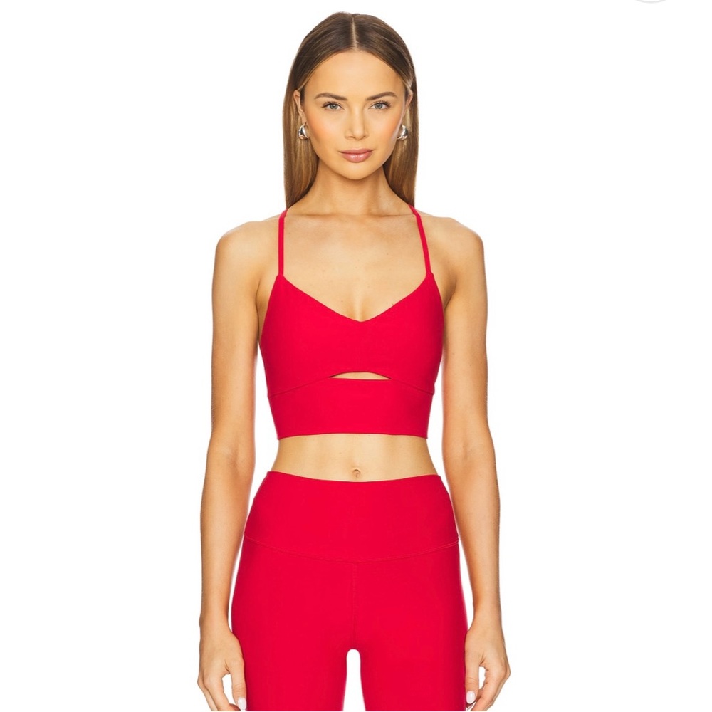 ALO Red Stretch ‘Alosoft Highlight Bra Tank’